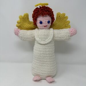 Vintage Handmade Crochet Angel‎ Plush Stuffed 14" Tall